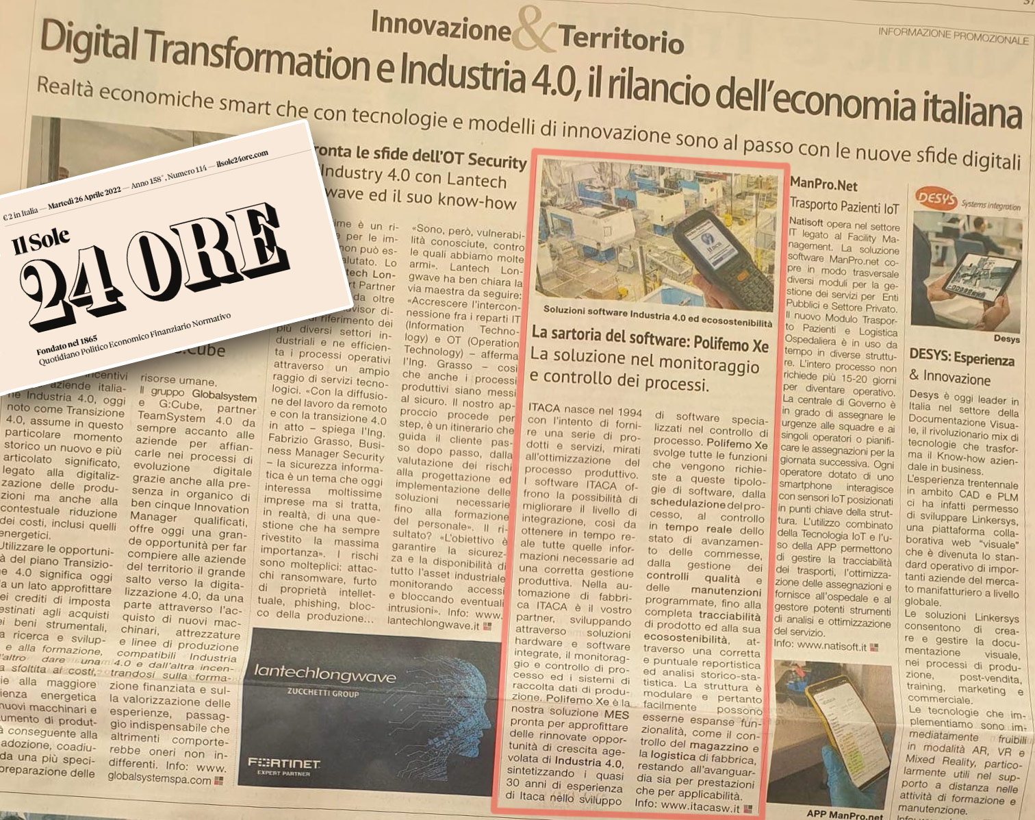 Siamo sul sole 24 ore!